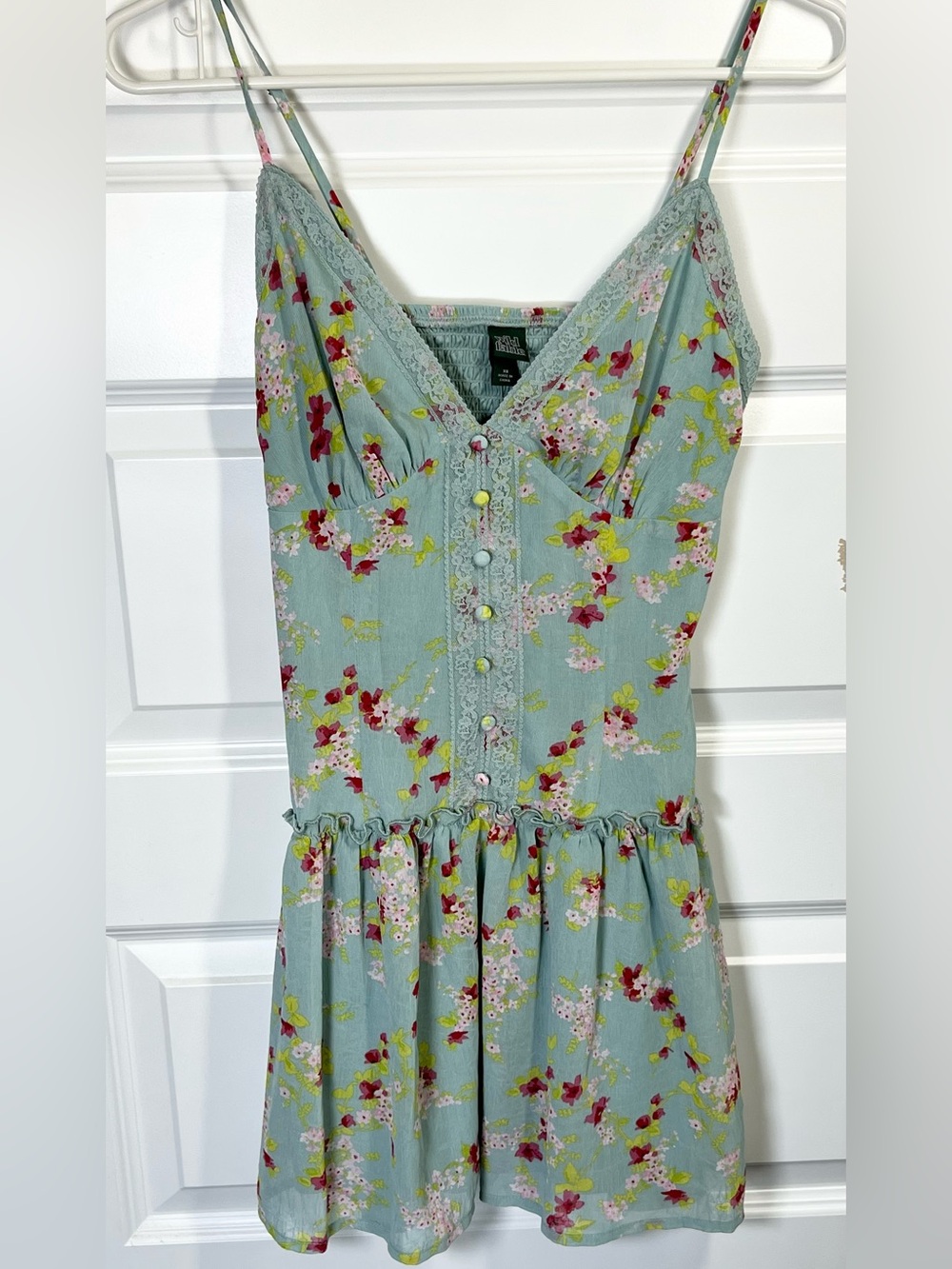 Wild Fable Floral Mini Dress XS Lace Trim Cottagecore NWT